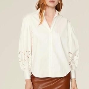 Kate Spade New York Poplin Cutwork Shirt White Size 2